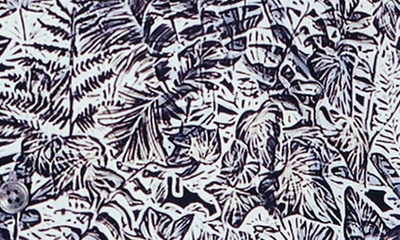 Bugatchi Miles Ooohcotton® Leaf Print Short Sleeve Button-up Shirt In Air Blue