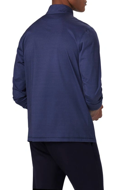 Bugatchi Anthony Ooohcotton® Pin Check Print Quarter Zip Pullover In Navy