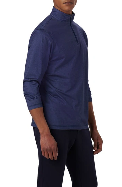 Bugatchi Anthony Ooohcotton® Pin Check Print Quarter Zip Pullover In Navy