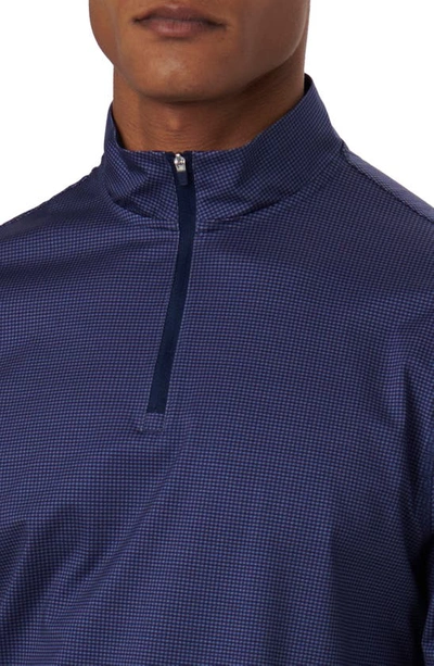 Bugatchi Anthony Ooohcotton® Pin Check Print Quarter Zip Pullover In Navy