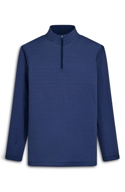 Bugatchi Anthony Ooohcotton® Pin Check Print Quarter Zip Pullover In Navy