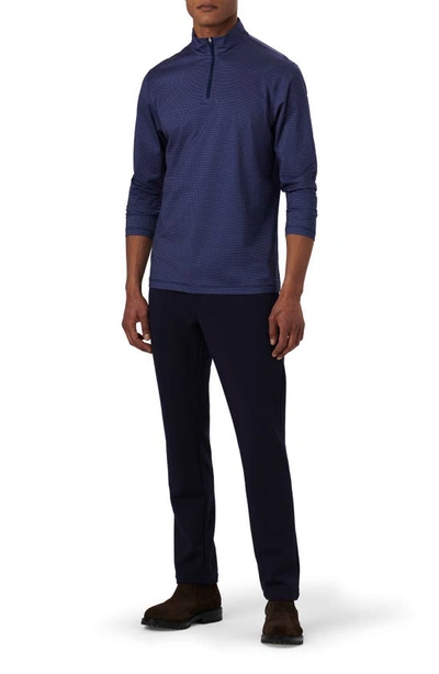 Bugatchi Anthony Ooohcotton® Pin Check Print Quarter Zip Pullover In Navy