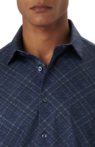Bugatchi James Ooohcotton® Diagonal Plaid Print Button-up Shirt In Navy