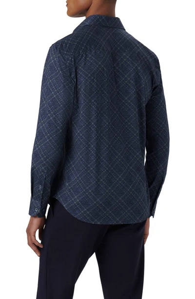 Bugatchi James Ooohcotton® Diagonal Plaid Print Button-up Shirt In Navy