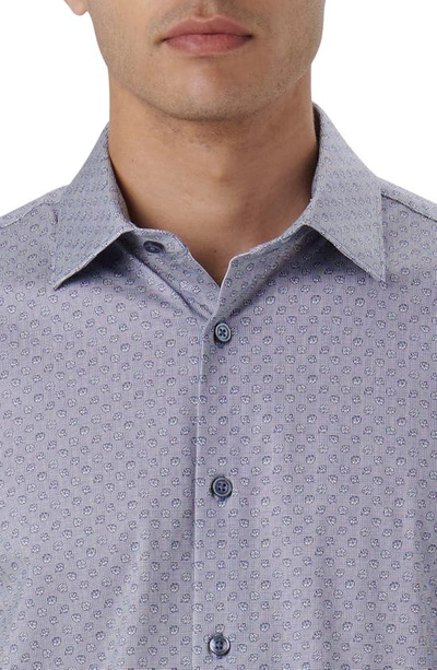 Shop Bugatchi James Ooohcotton® Geometric Floral Button-up Shirt In Navy