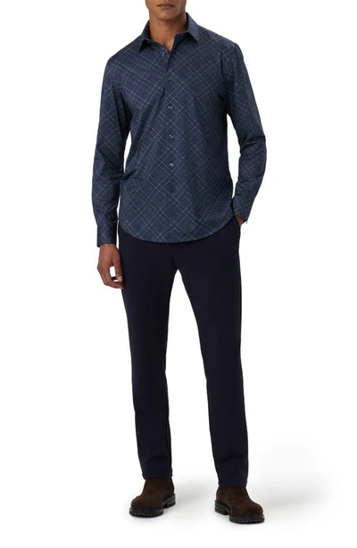Bugatchi James Ooohcotton® Diagonal Plaid Print Button-up Shirt In Navy