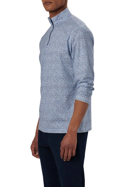 Bugatchi Ooohcotton® Print Quarter Zip Pullover In Air Blue