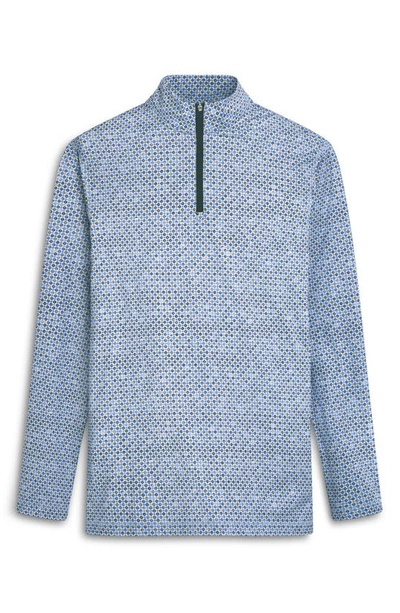 Bugatchi Ooohcotton® Print Quarter Zip Pullover In Air Blue