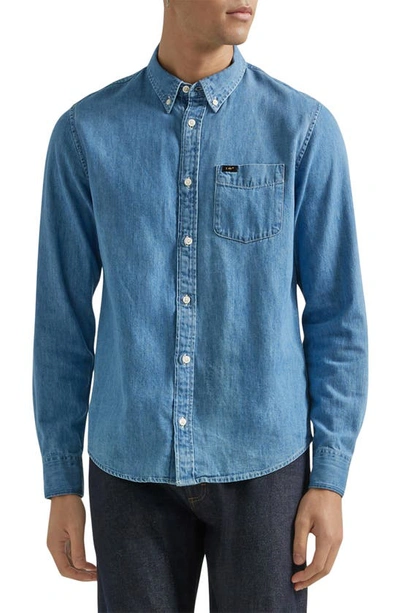 Shop Lee Denim Button-down Shirt In Shasta Blue