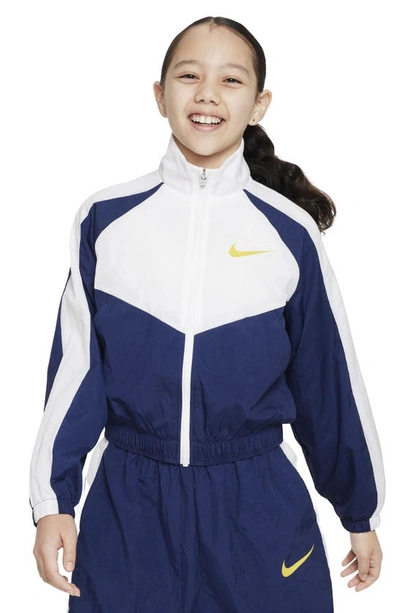 Shop Nike Kids' Sportswear Track Jacket In Midnight Navy/ White/ Sulfur