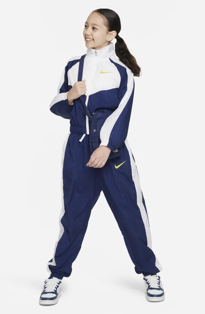 Shop Nike Kids' Sportswear Track Jacket In Midnight Navy/ White/ Sulfur