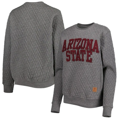 Pressbox Heather Charcoal Arizona State Sun Devils Moose Quilted Pullover Sweatshirt In Heather Gray