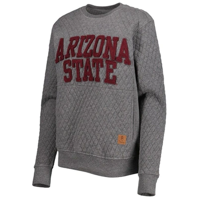 Pressbox Heather Charcoal Arizona State Sun Devils Moose Quilted Pullover Sweatshirt In Heather Gray