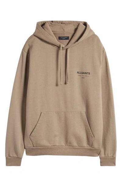 Shop Allsaints Underground Logo Hoodie Sweatshirt In Pewter Green