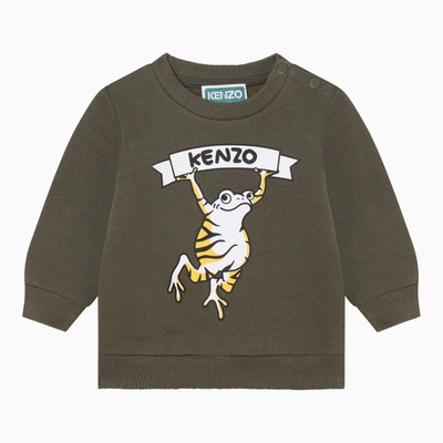 Shop Kenzo | Khaki Crewneck Sweatshirt With Print In Green