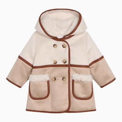 Shop Chloé | Two-tone Hooded Coat In Beige