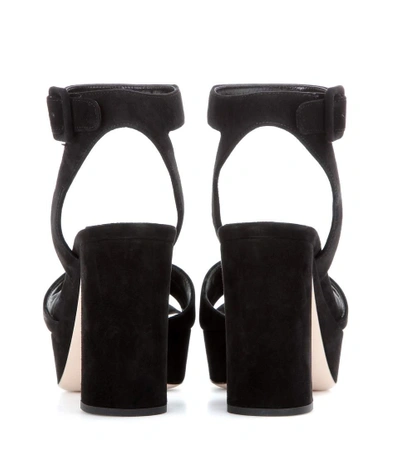 Shop Miu Miu Suede Platform Sandals