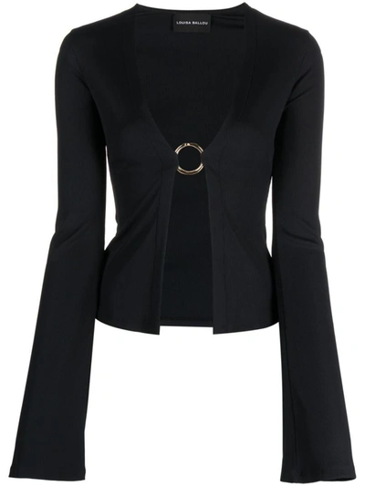 Shop Louisa Ballou Ribbed Cotton Cardigan In Black