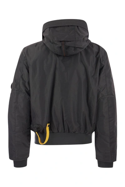 Shop Parajumpers Gobi - Hooded Bomber Jacket In Black
