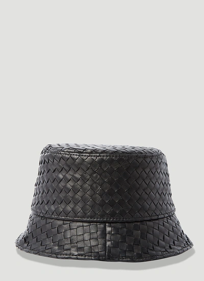 Shop Bottega Veneta Women Intrecciato Leather Bucket Hat In Black