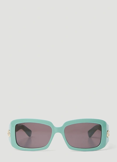 Shop Gucci Women Gg Rectangular Sunglasses In Green