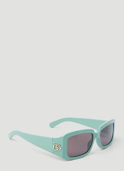 Shop Gucci Women Gg Rectangular Sunglasses In Green