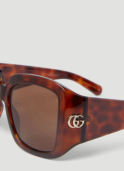Shop Gucci Women Gg Tortoiseshell Square Sunglasses In Brown