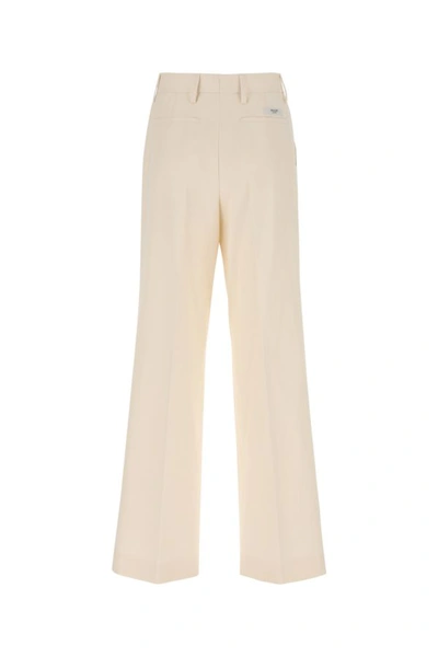 Shop Prada Woman Ivory Cotton Wide-leg Pant In White