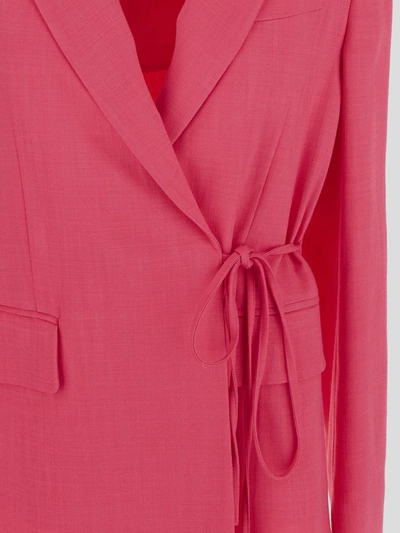 Shop Msgm Lace-up Jacket In Hot Pink