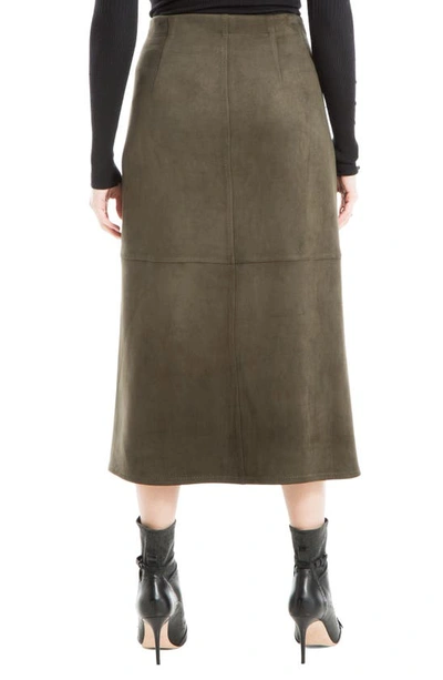 Max Studio Faux Suede A-line Midi Skirt In Loden