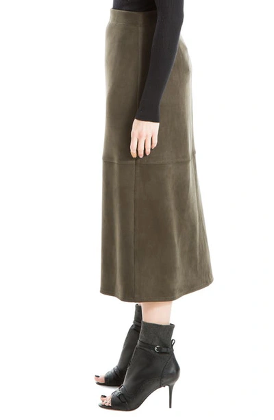 Max Studio Faux Suede A-line Midi Skirt In Loden
