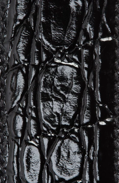 Shop Saint Laurent Monogram Croc Embossed Calfskin Leather Belt In Black