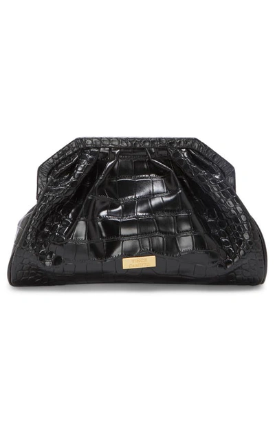 Shop Vince Camuto Baklo Croc Embossed Leather Clutch In Black Croco H Glossy Croco