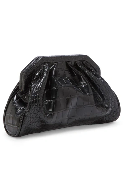 Shop Vince Camuto Baklo Croc Embossed Leather Clutch In Black Croco H Glossy Croco