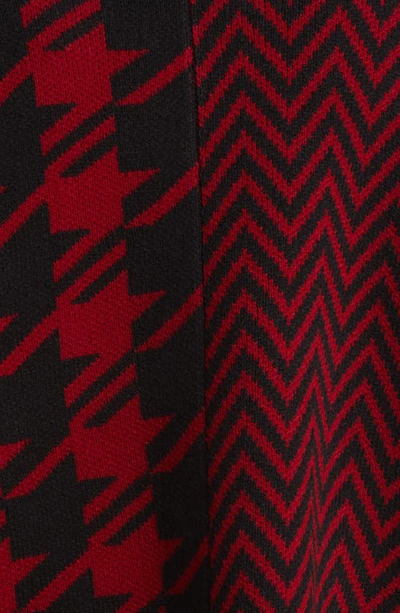 Shop Anne Klein Mix Pattern Zip Cape In Titan Red/ Anne Black