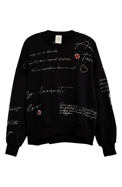 Shop Cinq À Sept Mon Amour Brandy Cotton Sweatshirt In Black/ Gilver