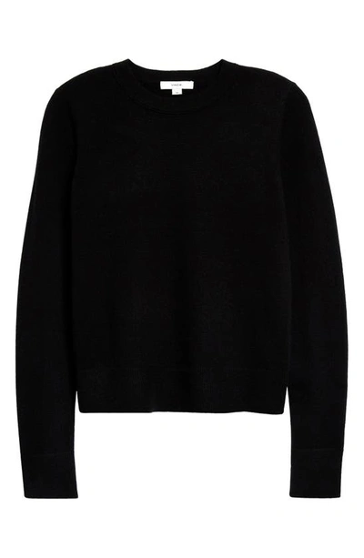 Shop Vince Classic Crewneck Cashmere Sweater In Black