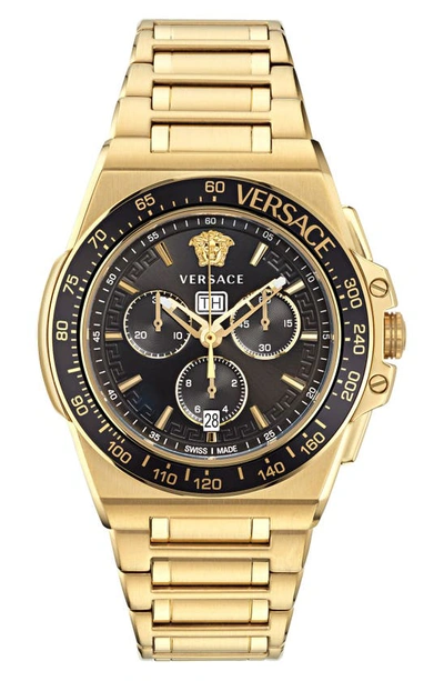 Shop Versace Greca Extreme Chronograph Bracelet Watch, 45mm In Ip Yellow Gold