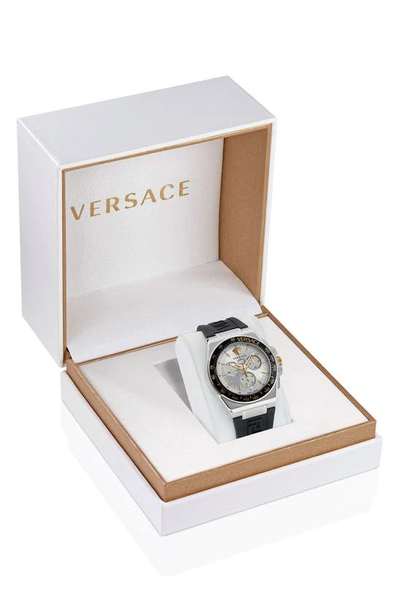 Shop Versace Greca Extreme Silicone Strap Watch, 45mm In Stainless Steel