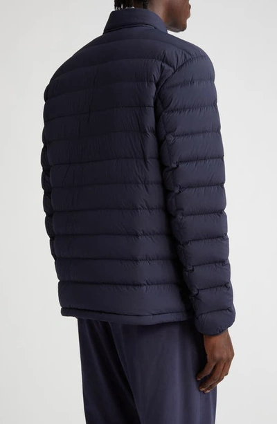 Shop Herno Quilted Stretch Nylon Down Shirt Jacket In 9201 - Navy