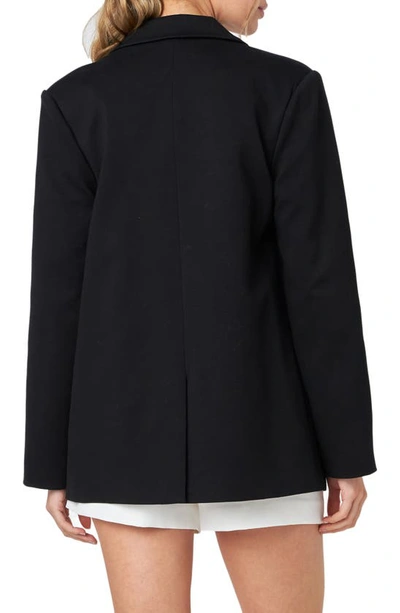 Shop English Factory Curved Lapel Stretch Cotton Blazer In Black