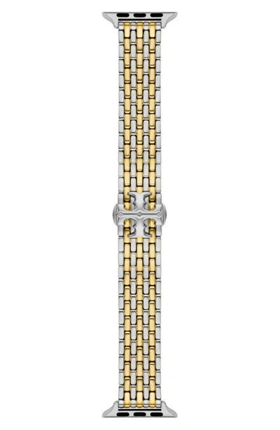 Shop Tory Burch The Eleanor Two-tone 20mm Apple Watch® Bracelet Watchband In 2 Tone Silver & Gold