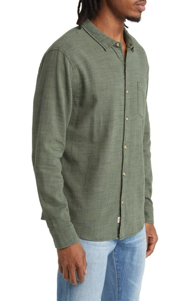 Shop Marine Layer Simple Stripe Stretch Button-up Shirt In Olive Stripe