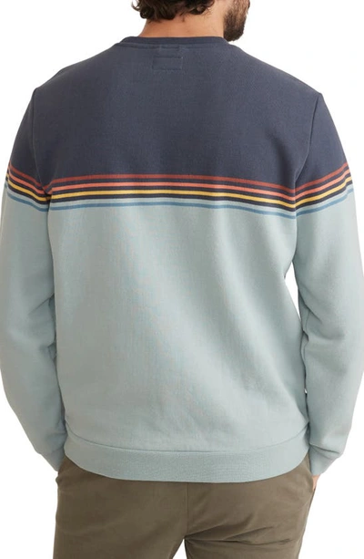 Shop Marine Layer Sunset Stripe Organic Cotton Blend Crewneck Sweatshirt In Blue Color