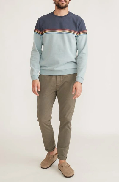Shop Marine Layer Sunset Stripe Organic Cotton Blend Crewneck Sweatshirt In Blue Color