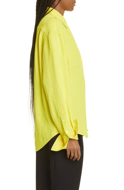 Shop Proenza Schouler Matte Crushed Satin Button-up Shirt In Yellow