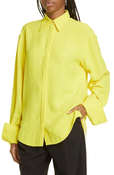 Shop Proenza Schouler Matte Crushed Satin Button-up Shirt In Yellow