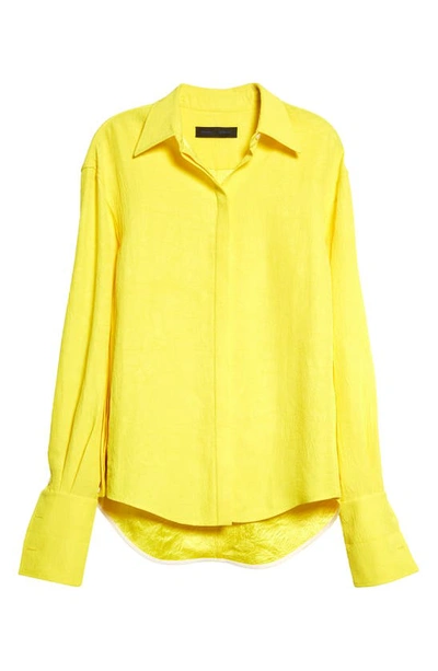 Shop Proenza Schouler Matte Crushed Satin Button-up Shirt In Yellow