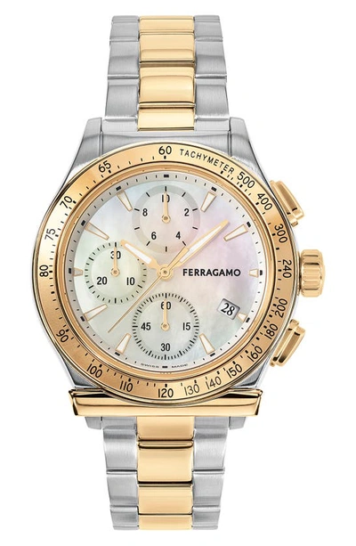 Shop Ferragamo 1927 Chronograph Bracelet Watch, 38mm In Two Tone Gold