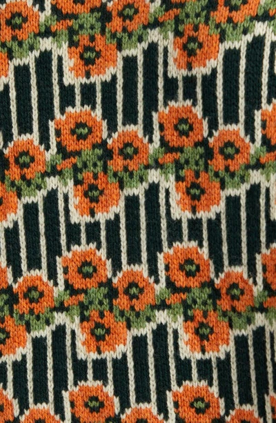 Shop Bode Garden Floral Merino Wool Jacquard Cardigan In Green Multi